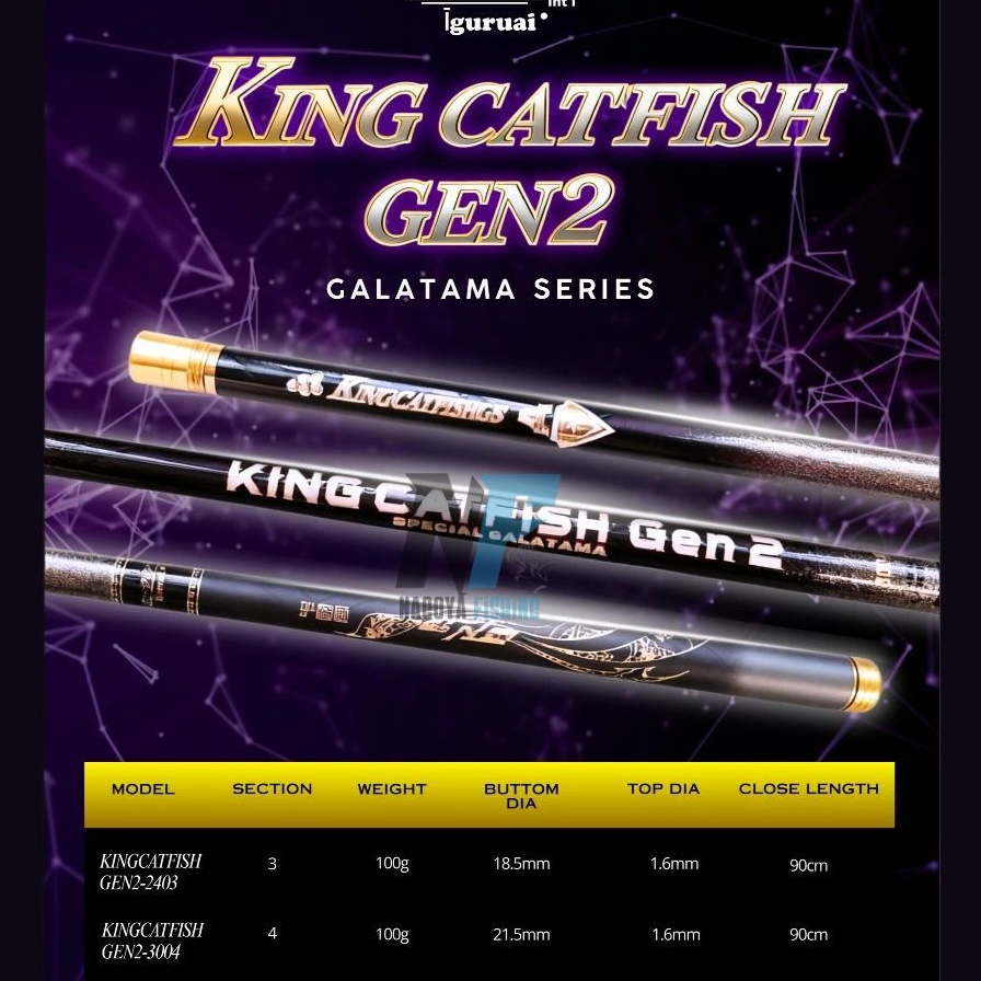 IGURUAI King Cat Fish Gen 2 Joran Tegek Carbon Kaku Super Hard 240 300
