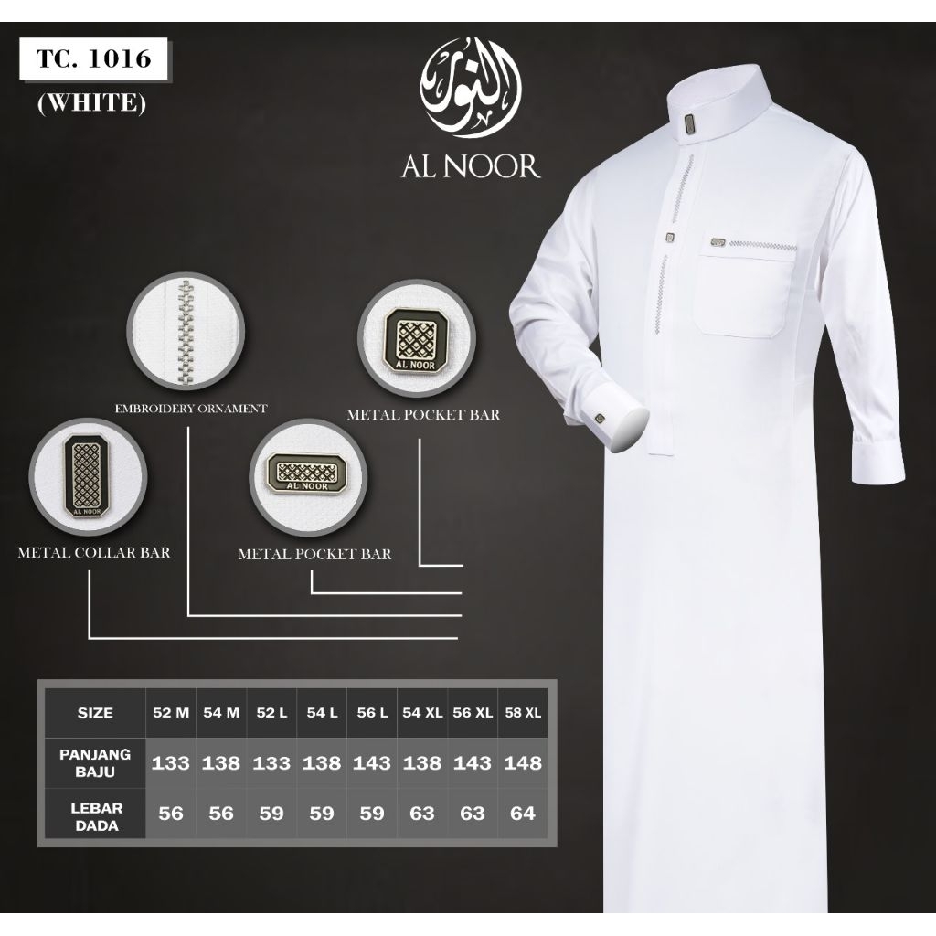 JUBAH AL NOOR PUTIH 1016