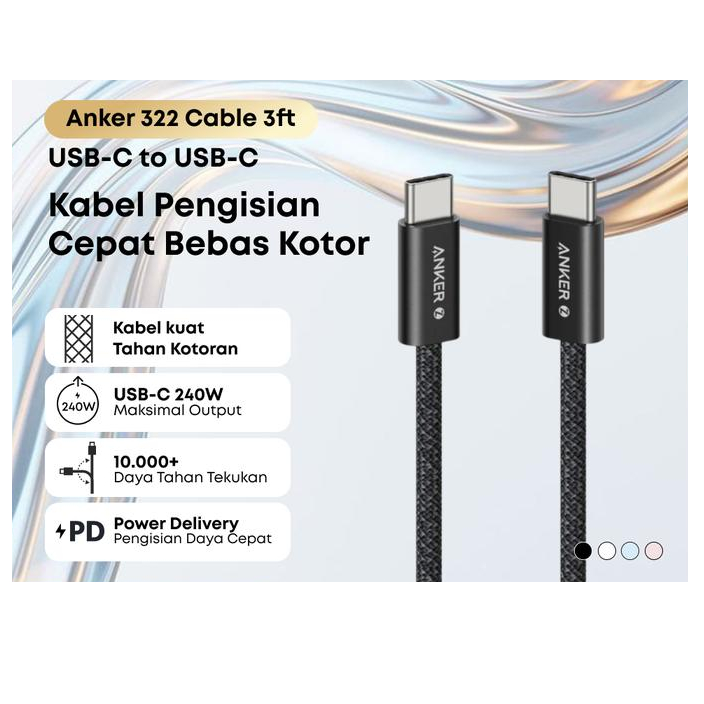 Anker Kabel Data PD USB Type C to C Fast Charging Max 240W 3ft 6ft / Kabel Charger Anker Kabel TypeC
