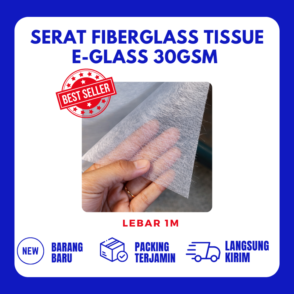 Serat mat tisu pelapis anti bocor @50m - fiberglas mat tissue halus waterprofing - fiber tissue @50M