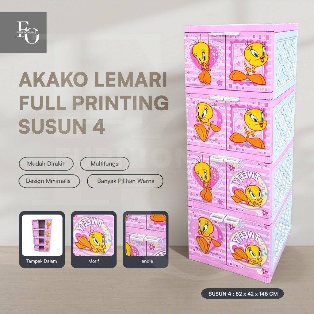 AKAKO - Lemari Akako Baby 2 Pintu Full Printing Susun 4