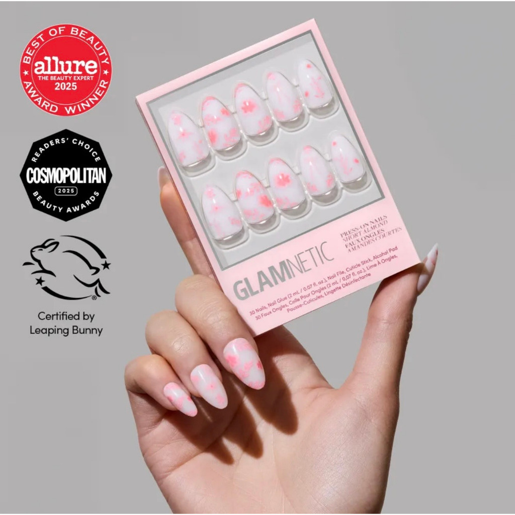 KUKU PALSU GLAMNETIC PRESS ON NAILS in FLEUR AMOUR