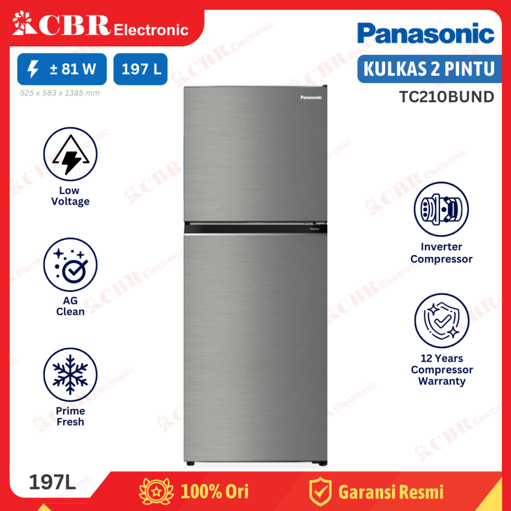 Kulkas PANASONIC 2 Pintu 197 L / TC210BUND (Inverter)