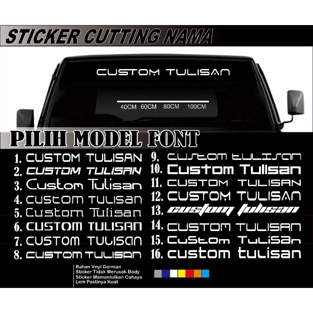 ‎Stiker Cutting Nama custom Sticker nama Kaca Mobil
