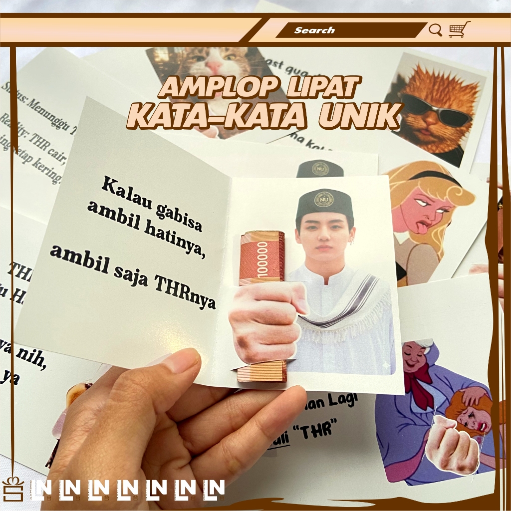 LNGift_ Kartu Amplop Lebaran THR Terbaru 2026 / Kartu THR Meme Lucu / Kartu Amplop Lebaran / Amplop 