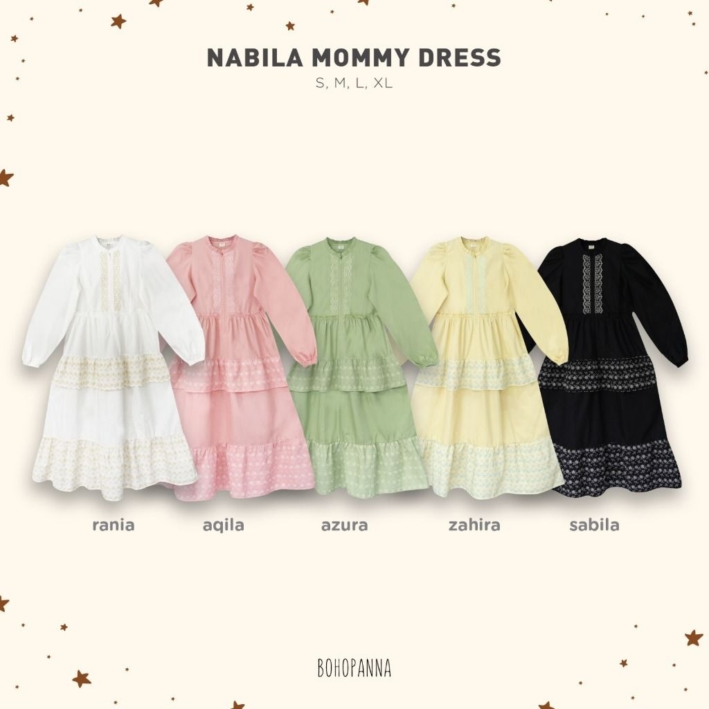 BOHOPANNA NABILA MOMMY DRESS (GAMIS DEWASA) BAHAN KATUN LEMBUT RAYA SERIES COUPLE KELUARGA