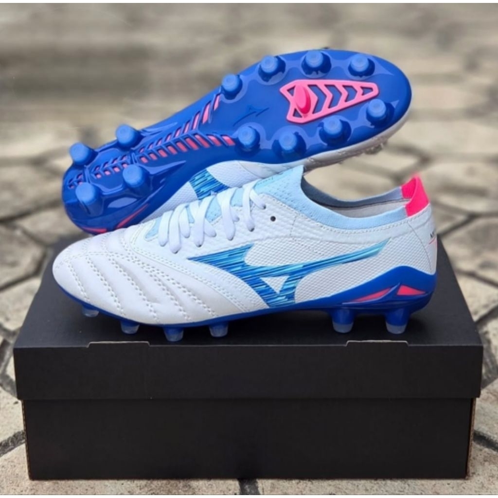 Sepatu Bola Mizuno Morelia Beta 4 White Blue Pink FG