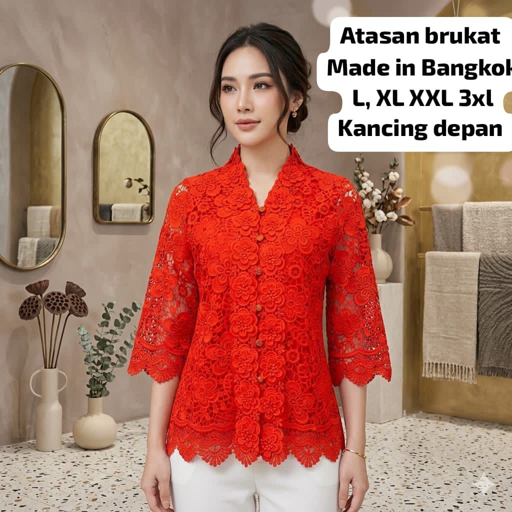 ATASAN WANITA KANCING DEPAN BROKAT PREMIUM IMPORT