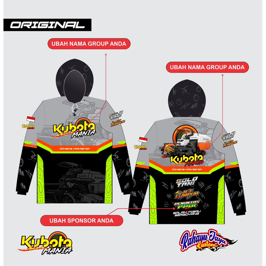 kaos jersey petani combine hanvester motif KUBOTA bebas request desain original product