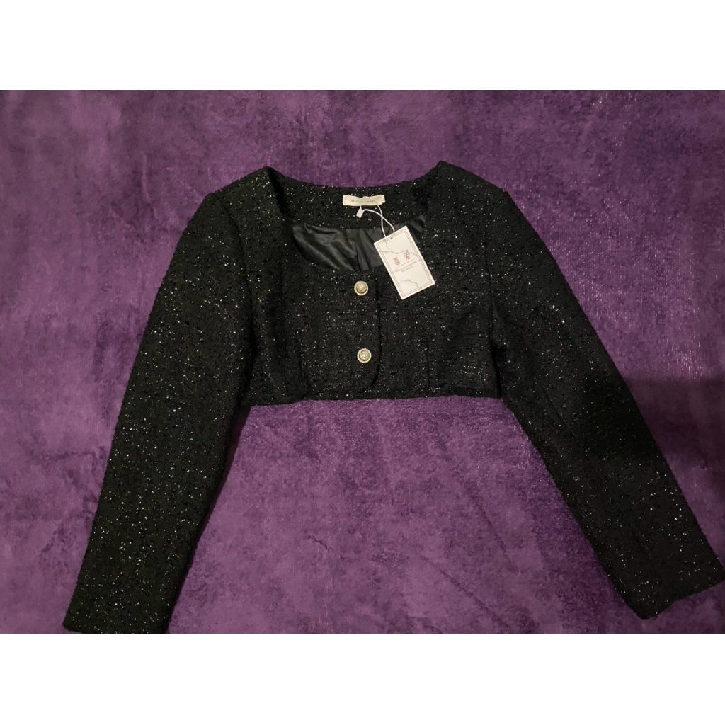 tweed blazer hitam blink import