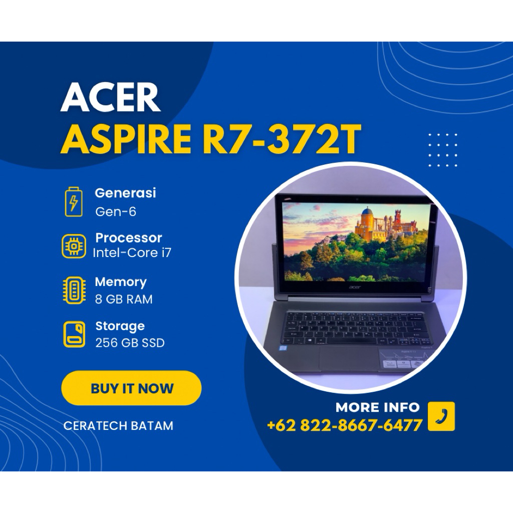 [PROMO] ACER ASPIRE R7-372T Core i7 Generasi 6 RAM 8 GB SSD 256GB 15" INCH  NonTouch - Laptop Second