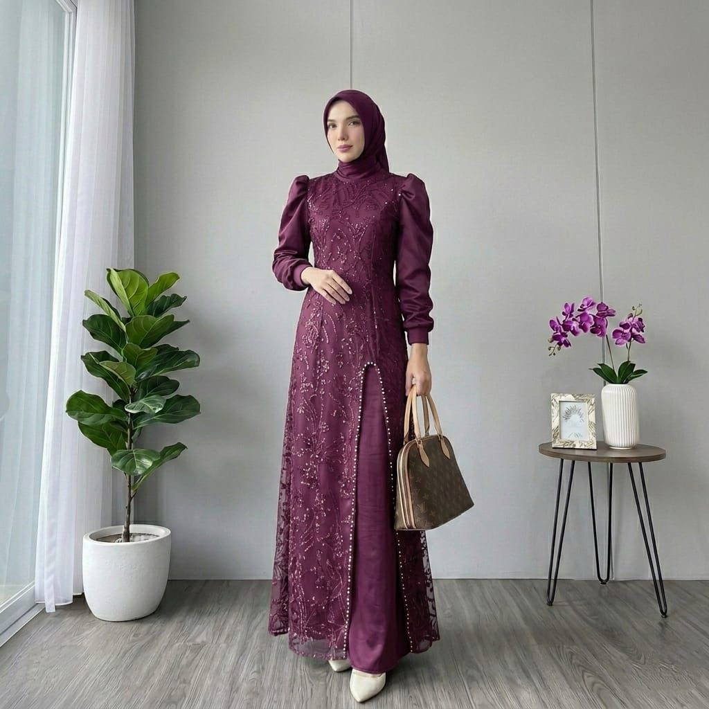 MAXI NAURA M L XL XXL 3XL GAMIS PESTA CANTIK GAMIS KONDANGAN MAXI COUPLE NIKAHAN KELUARGA GAMIS MODE