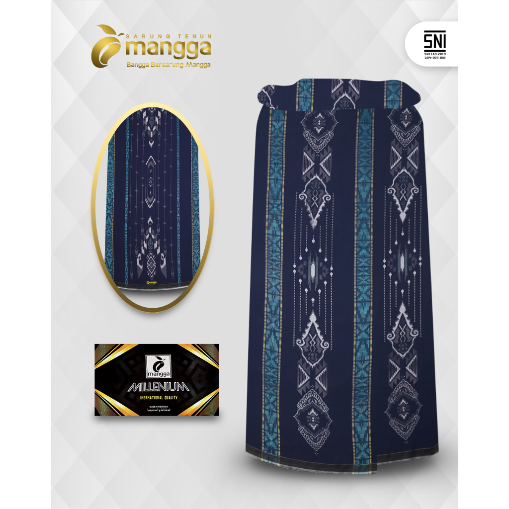 Sarung Mangga Millenium Kembang Biru Navy MK160