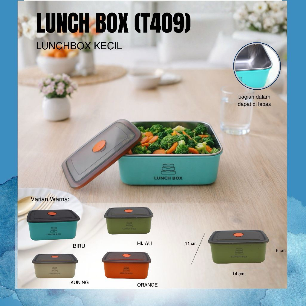 MANGKOK FOOD BOX SERBAGUNA STAINLESS STEEL T409 LUNCHBOX KECIL TUTUP KEDAP BAHAN ANTI KARAT UKURAN 1