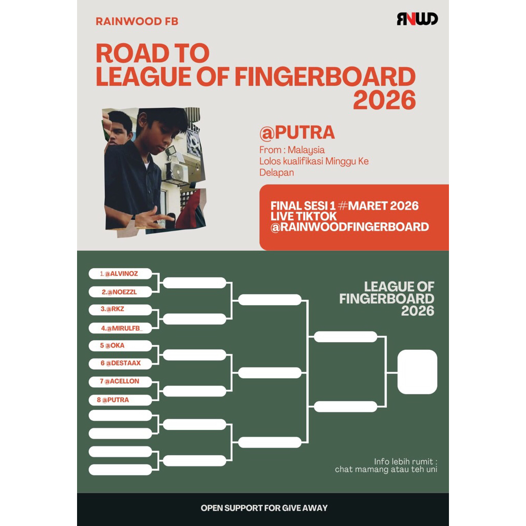 Give away live rainwood fingerboard
