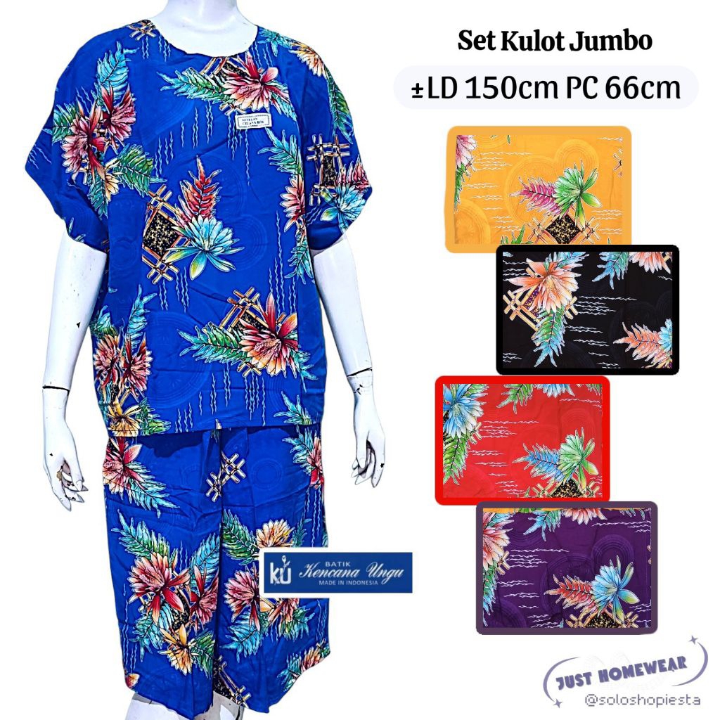 Babydoll Setelan Kulot Jumbo LD 150 Kencana Ungu label biru