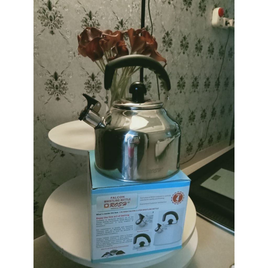 TEKO SIUL STAINLESS STEEL FALCON WHISTELING KETTLE MERK ROSH