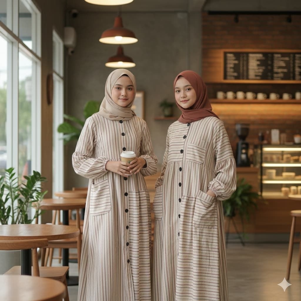 Brissa Midi dress by Cu2k Dress Busui Gamis Salur Full Kancing hidup