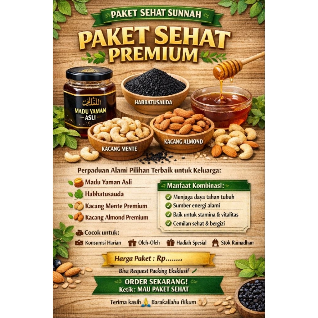 Madu Yaman + Habbatusauda + Almond + Kacang Mente