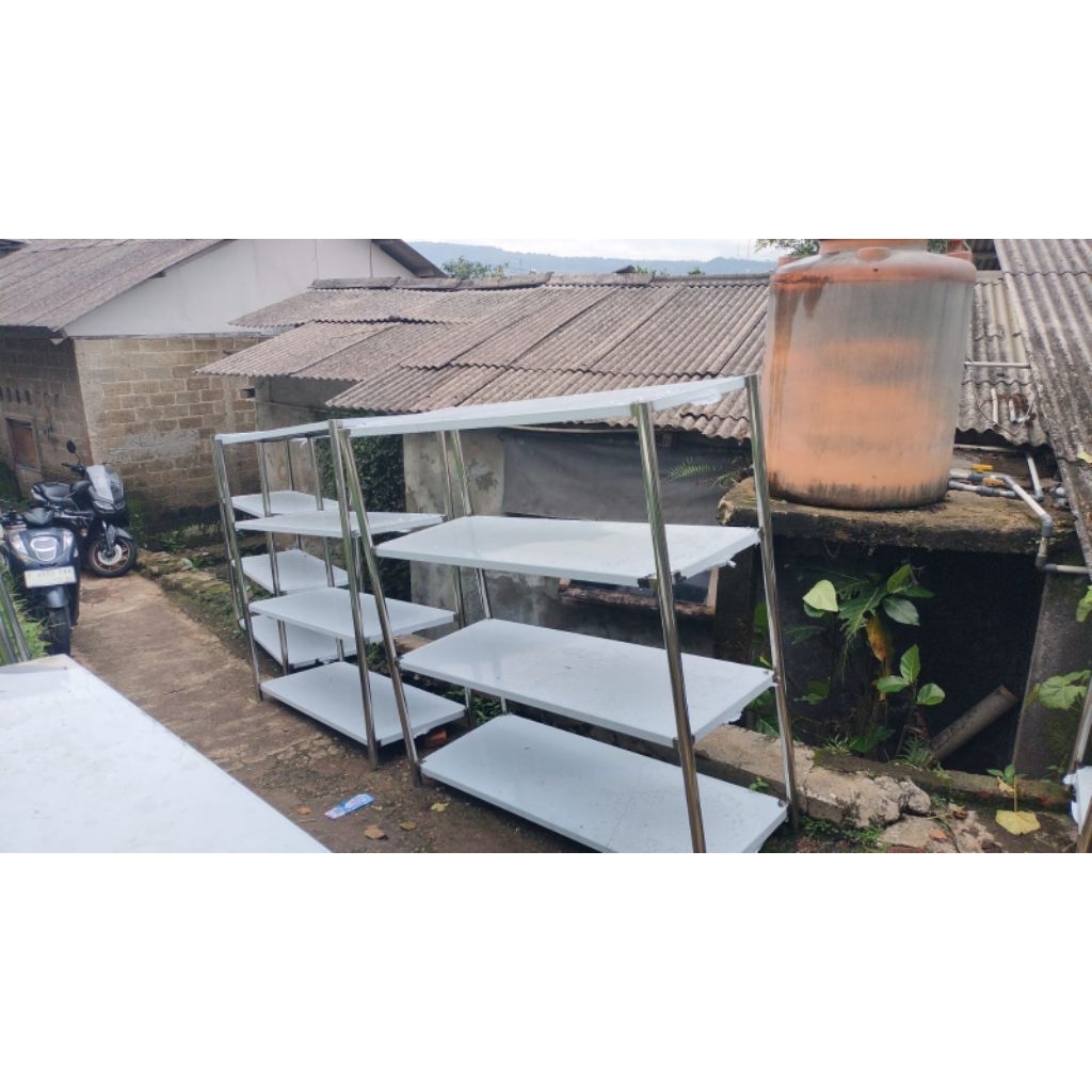 rak 4 tires  solid susun serbaguna 4 susun stainless steel/rak dapur stainless steel