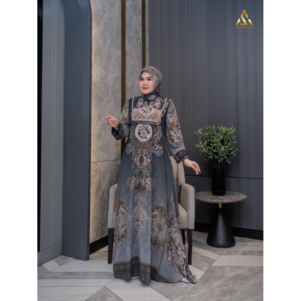 New Gamis set Scarf AYANA SET HIJAB SCARF LASER CUT by ARSYAKAYLA