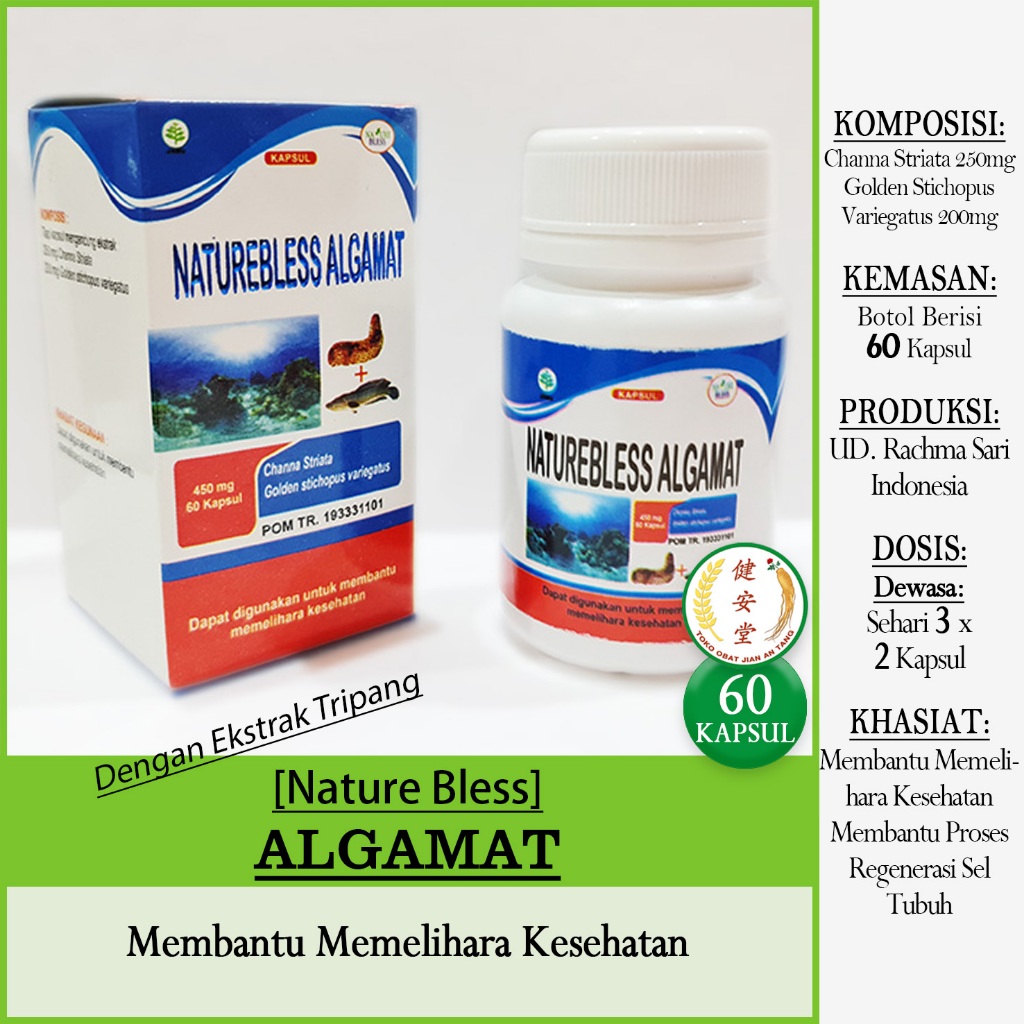 [Nature Bless] NATUREBLESS ALGAMAT - Ekstrak Ikan Gabus-Ikan Kutuk [dengan Teripang][60 Kapsul] Memb