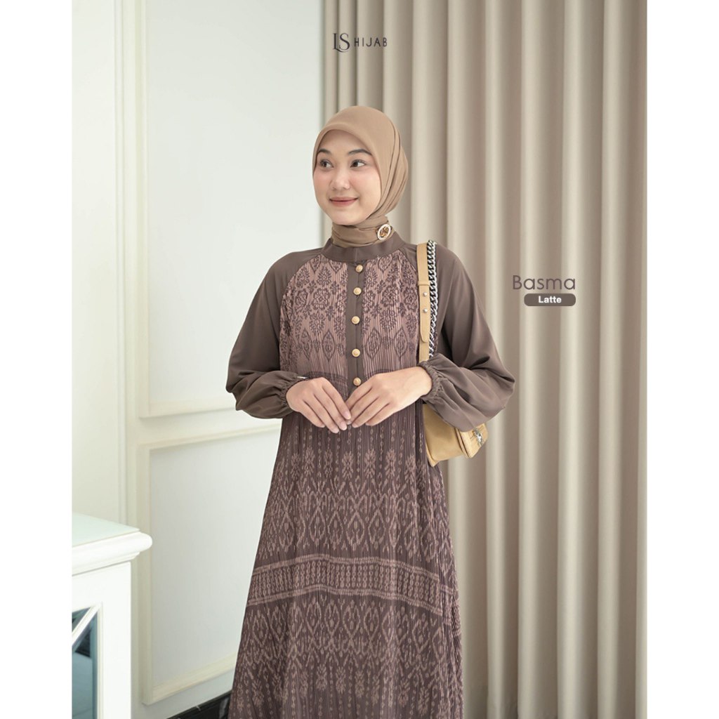 LS Hijab - Basma Dress Plisket Wanita Muslimah Nyaman Mewah Dan Elegant Dengan Bahan Marbella Anti U