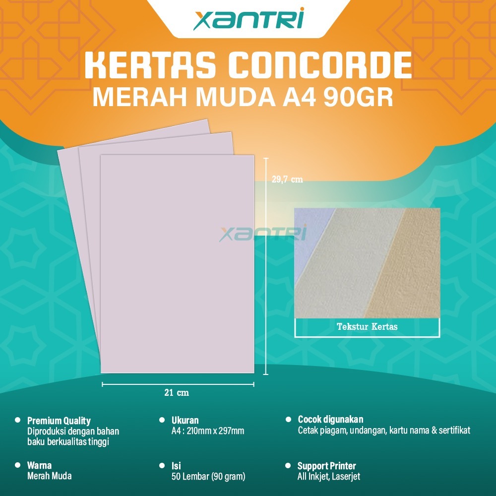 Xantri Kertas Concorde A4 Warna / Kertas Label For Inkjet Laserjet, Paper Concorde