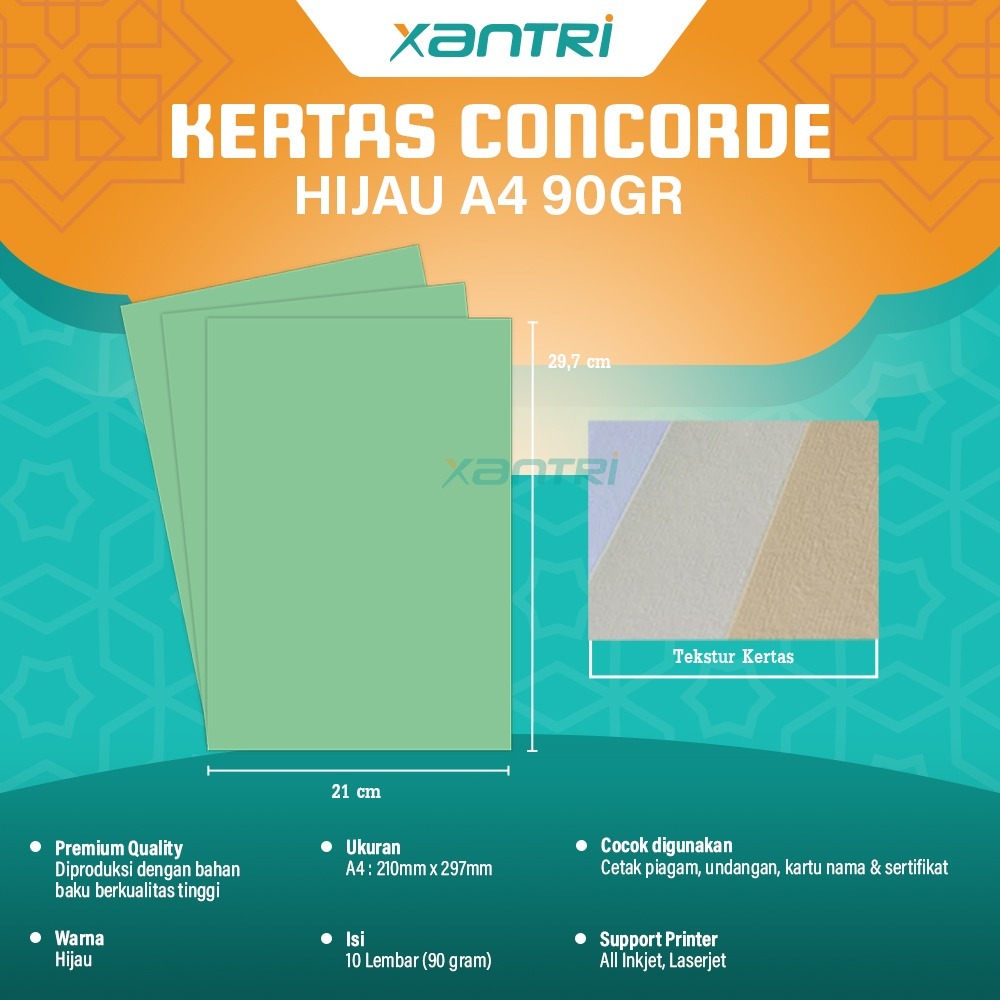 Xantri Kertas Concorde A4 Warna / Kertas Label For Inkjet Laserjet, Paper Concorde