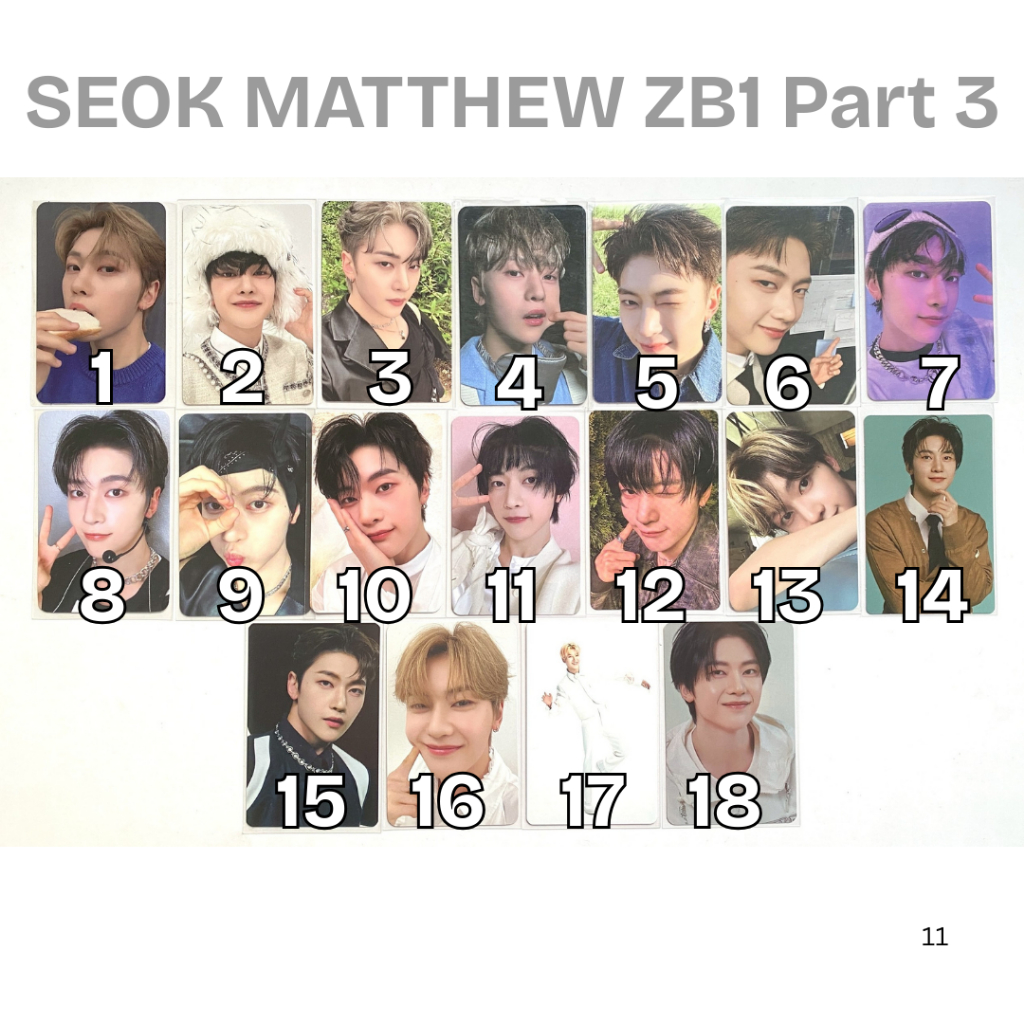 [READY PART 3/3] SEOK MATTHEW ZEROBASEONE ZB1 PC POB PHOTOCARD OFFICIAL YITS MELPO YHMAH CINEMA PARA