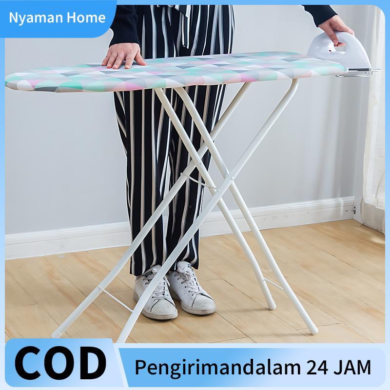 COD Meja Setrika Berdiri & Duduk Lipat - Papan Setrika Besi Square Tube Hitam Ukuran Besar Dengan Tr
