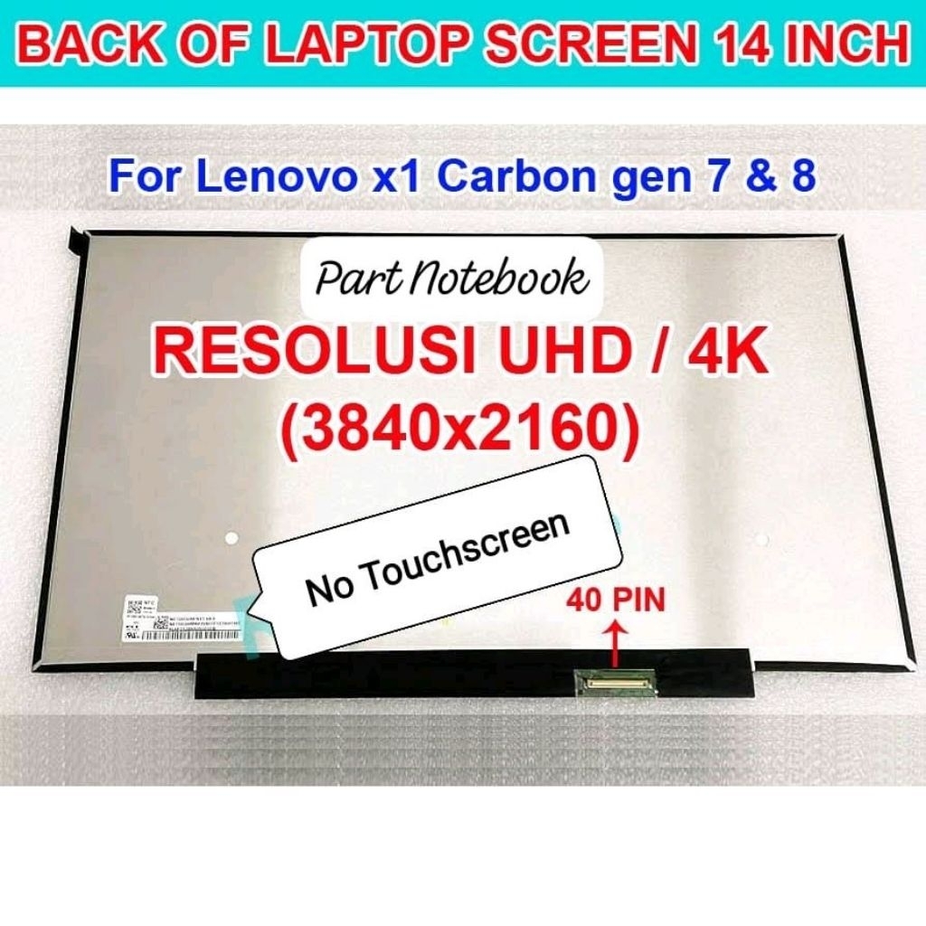 LED LCD LENOVO X1 CARBON GEN 7 GEN 8 NO TOUCHSCREEN