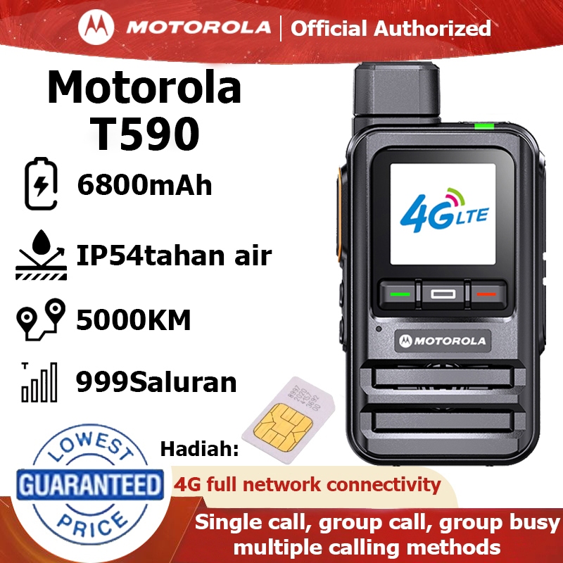 HT POC Walkie Talkie T590 Global 4G/WiFi Jarak jauh 5000KM Obrolan Grup Motorola Original Outdoor SI