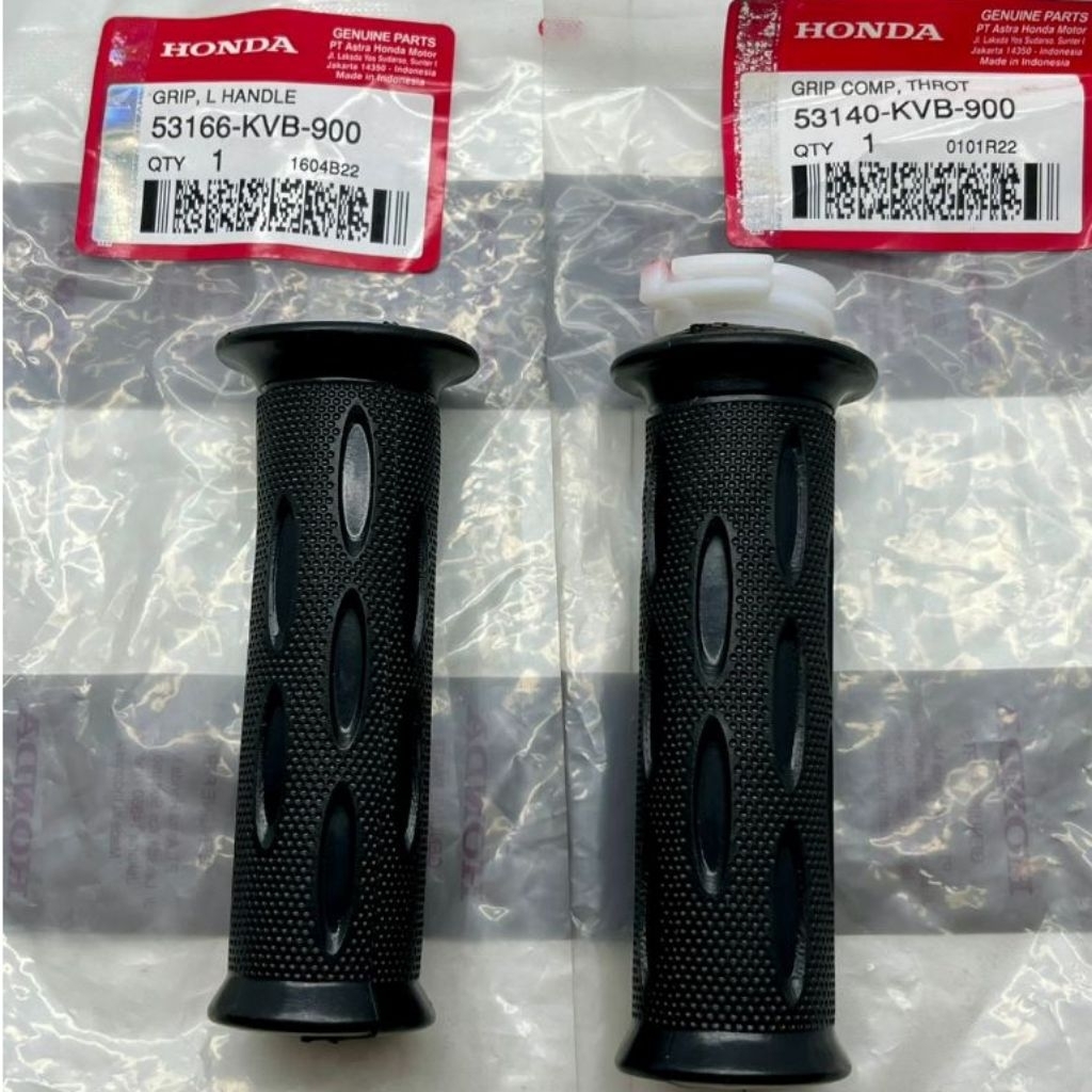 HANDGRIP SATU SET KIRI KANAN HONDA BEAT KARBU VARIO KARBU SPACY KARBU ORI AHM 53140-KVB-900 53166-KV