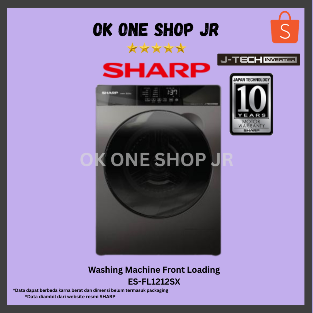 Sharp ES-FL1212SX Mesin Cuci Front Loading 12.5 Kg Pro-flex Series