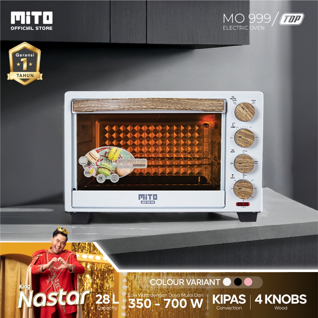 MITO Electric Oven MO999 TOP WOOD SERIES 28L Original White Pemanggang Kue dan Makanan