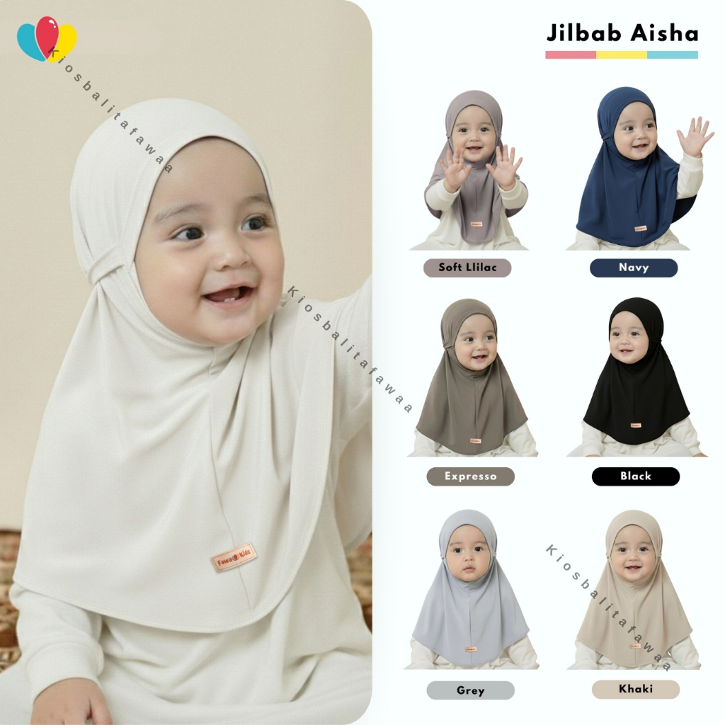 Jilbab Aisha uk 0-5 tahun / Jilbab Jersey Anak Bayi Perempuan Kerudung Hijab Bergo Baby Polos Premiu