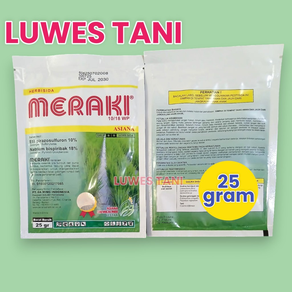 Herbisida Padi Meraki 28WP 25Gram Mengendalikan Gulma Daun Sempit Lembar Teki