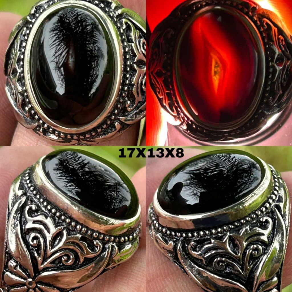 CINCIN BATU AKIK YAMAN WULUNG MOTIF COMBONG SERAMBUT