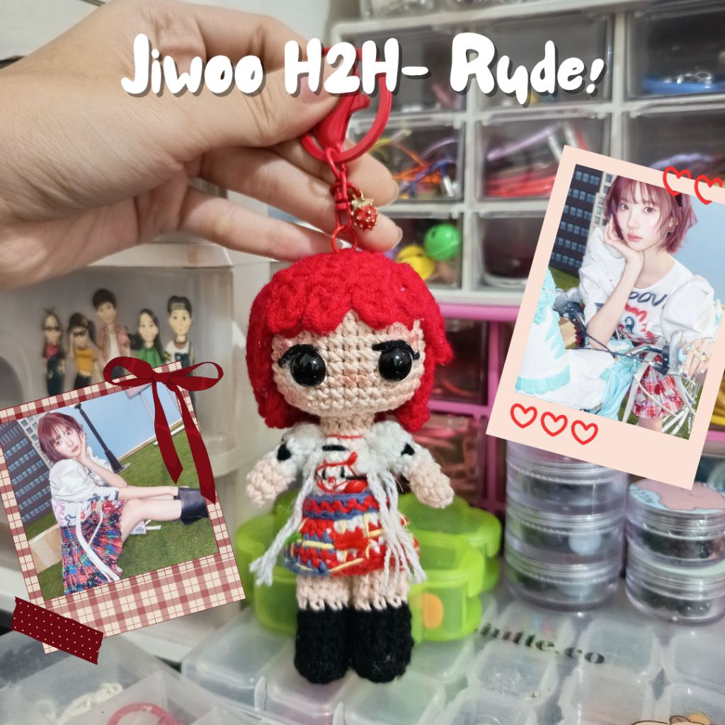 LIMITED STOCK JIWOO H2H / HEARTS2HEARTS / JIWOO H2H CROCHET AMIGURUMI DOLL / H2H PHOTOCARD / H2H ALB