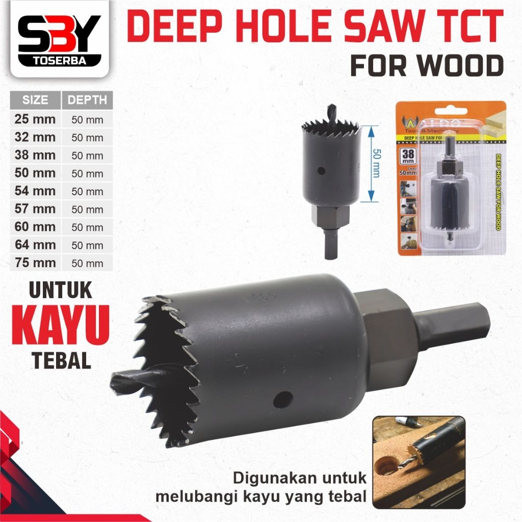 Deep Hole Saw ALDO / Mata Pelubang Kayu / Mata Hole Saw