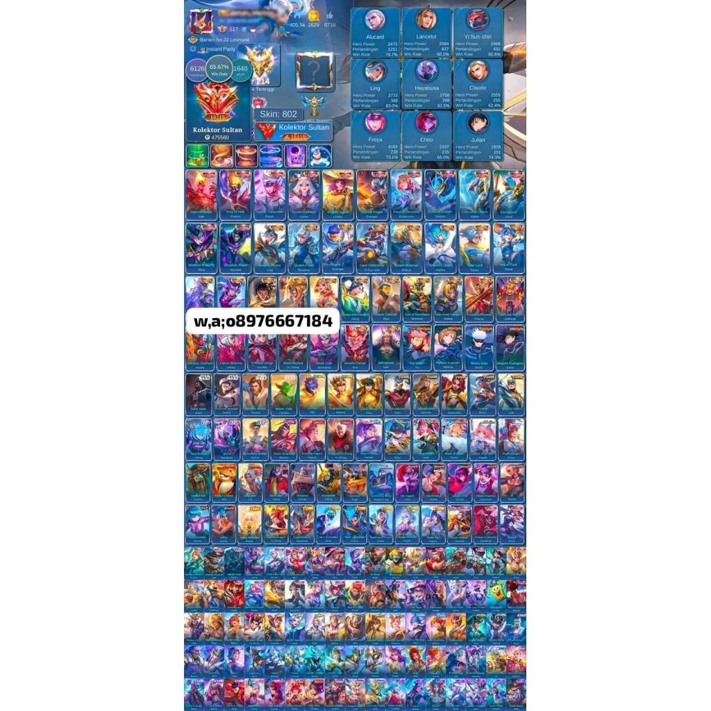 Jual akun Ml sultan harga mumer