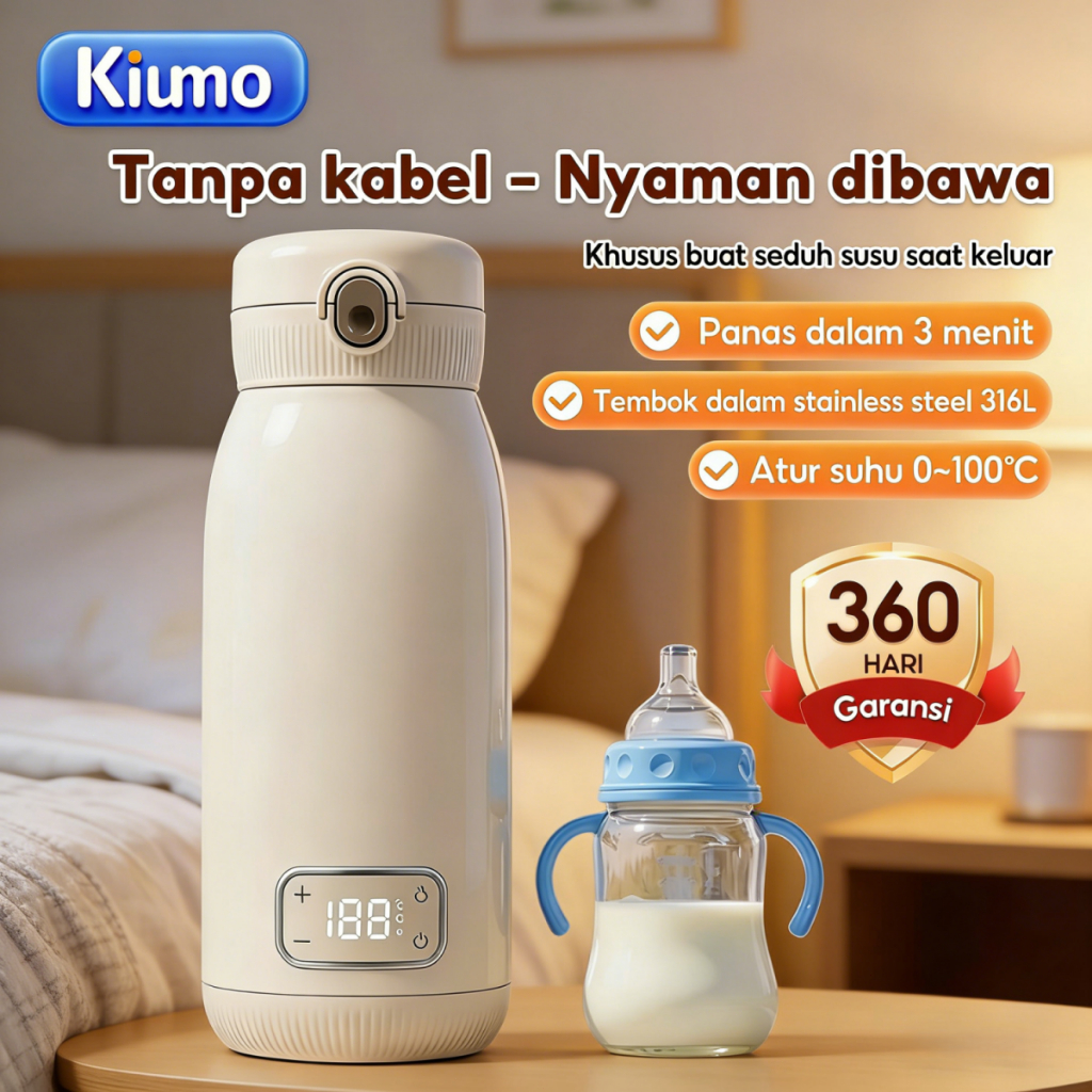 Kiumo Pemanas Susu Bayi Pemanas Botol Susu Teko Susu Temperatur Konstan Otomatis Portable Tanpa Kabe