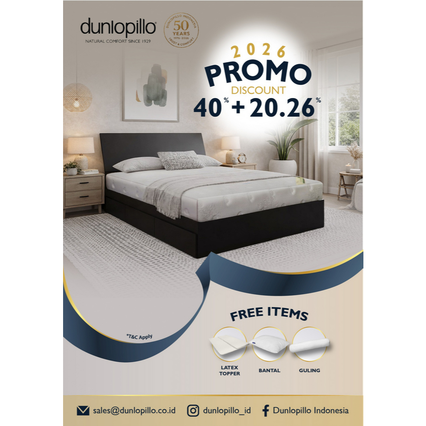 Dunlopillo KASUR Royal Series Mattress Full Natural Latex 160x200x18-20 cm (Export Quality) QUEEN SI