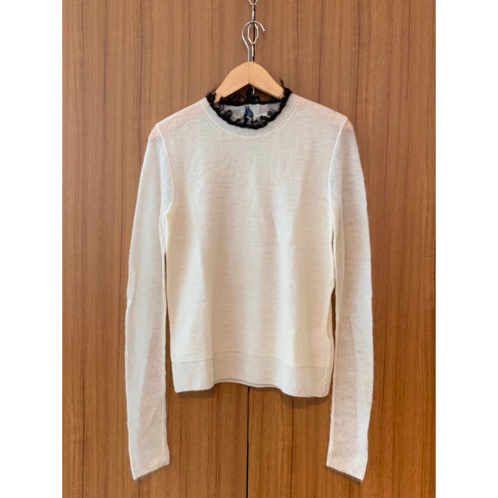 Private Eyes - Celine White Knit Lace Neck Top