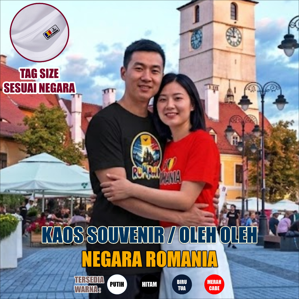 KAOS SOUVENIR ROMANIA BAJU OLEH OLEH KAOS ROMANIA 100% COTTON COMBED 30S PREMIUM UNISEX ANAK DEWASA