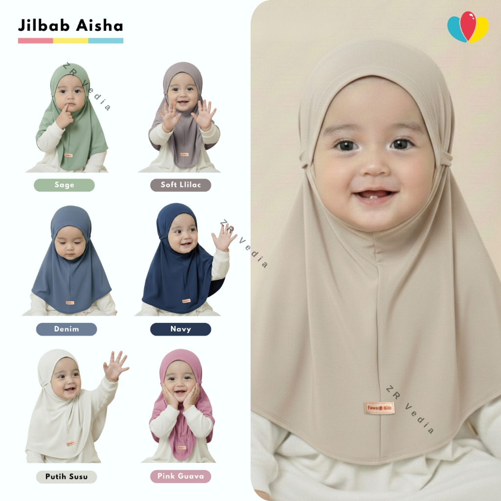 Jilbab Aisha uk 0-5 tahun / Bergo Baby Anak Perempuan Jersey Hijab Polos Premium Kerudung Lebaran Ba
