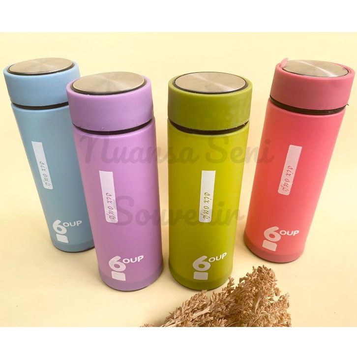 Souvenir Botol Minum 450ml Termos Kaca Six Oup Logo Tumbler 6 Oup Warna Polos