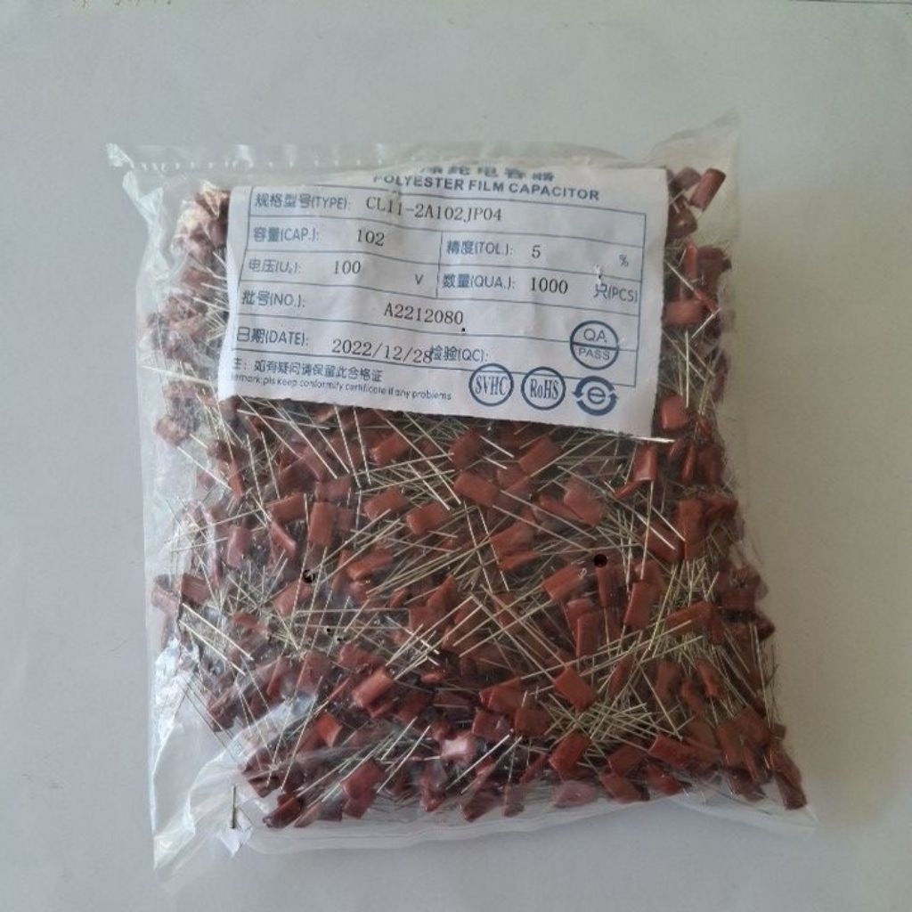 1000 pcs kapasitor milar 102 1 n kapasitor milar 1n