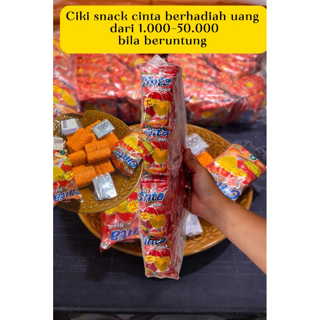 snack ciki cinta snack jadul berhadiah uang jika beruntung isi 10 bungkus/pcs